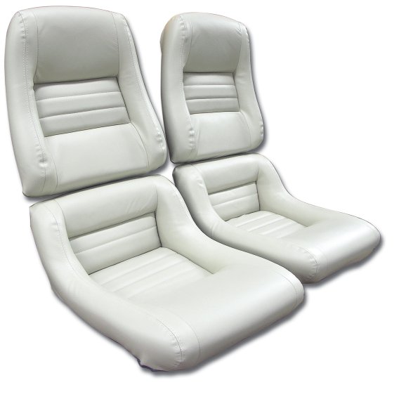 423266 Mounted Leather Seat Covers Oyster Lthr/Vnyl Original 2" Bolstr For 79-80 Corvette