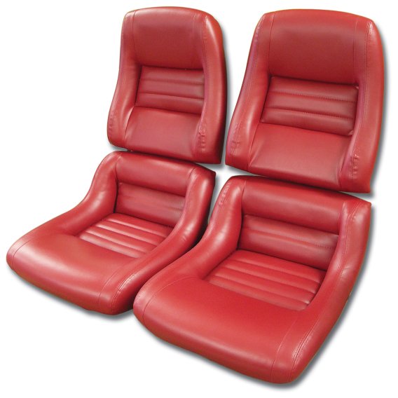 422724 Mounted Leather-Like Vinyl Seat Covers Red 4" Bolster For 79-81 Corvette