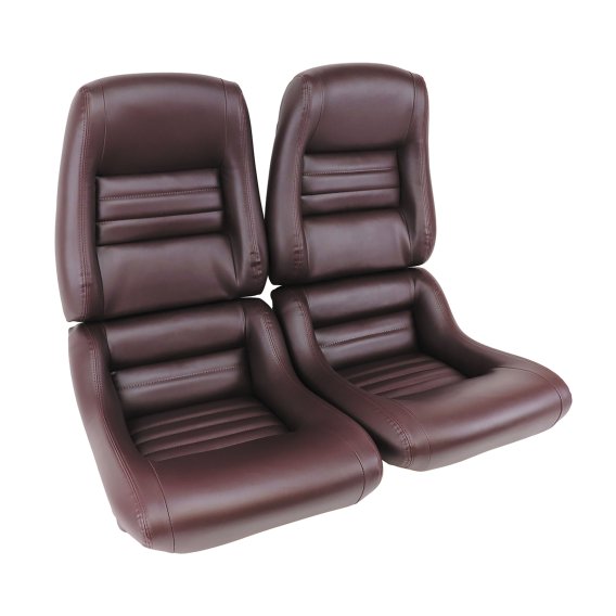 Mounted Leather-Like Vinyl Seat Covers Claret 2" Bolster For 80 Corvette