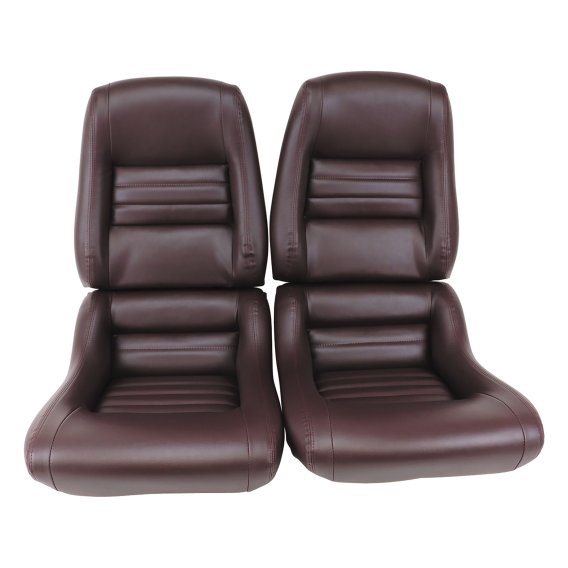 Mounted Leather-Like Vinyl Seat Covers Claret 2" Bolster For 80 Corvette