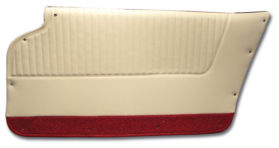 Door Panels White W/Red Carpet Convertible W/Felt For 1964 Corvette