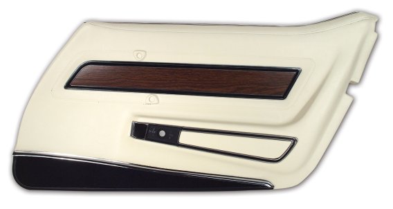 Door Panel White W/Black Carpet Deluxe RH For 1976 Corvette