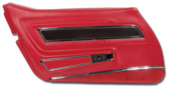 Door Panel- Red Deluxe LH For 1977 Corvette