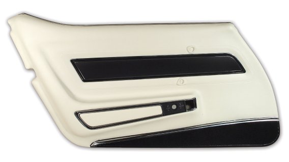 Door Panel White Deluxe W/Black Carpet LH For 1977 Corvette