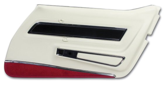 Door Panel- White Deluxe W/Red Carpet RH For 1977 Corvette