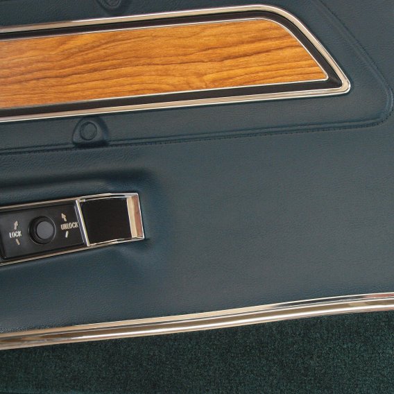 Door Panel Blue Green Deluxe W/Teak Insert LH For 1976 Corvette