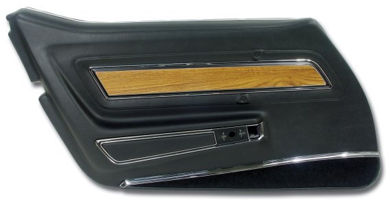 Door Panel- Black Deluxe W/Teak Insert LH For 1976 Corvette