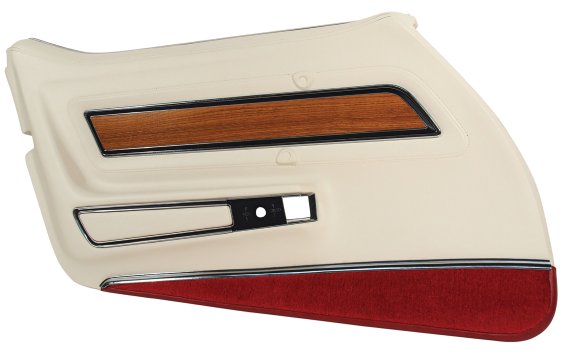 Door Panel White Deluxe W/Firethorn And Teak Insert LH For 76 Corvette