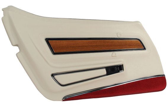 Door Panel White Deluxe W/Firethorn And Teak Insert LH For 76 Corvette