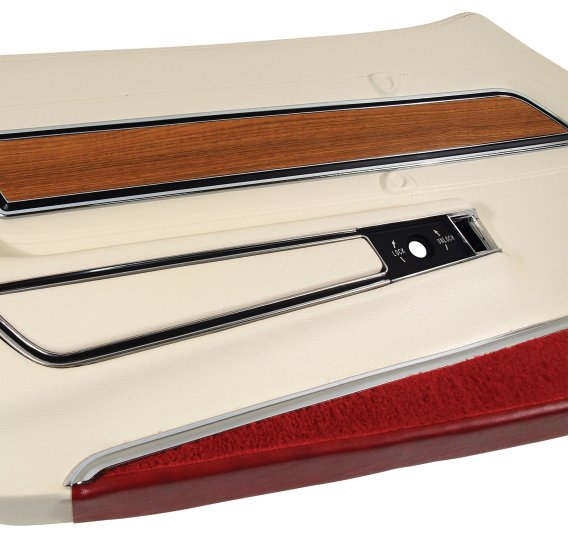 Door Panel White Deluxe W/Firethorn And Teak Insert LH For 76 Corvette