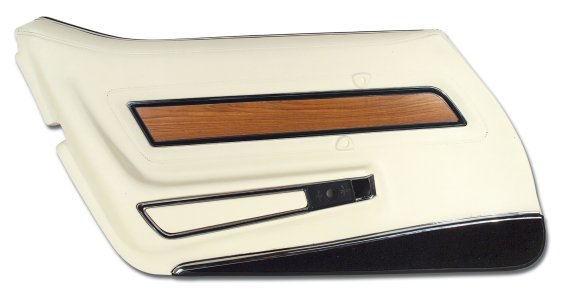 Door Panel White Deluxe W/Black rpet W/Teak Insert LH For 1976 Corvette