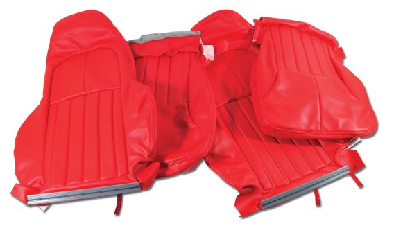 Leather-Like Vinyl Standard Covers Torch Red For 2000-2004 Corvette