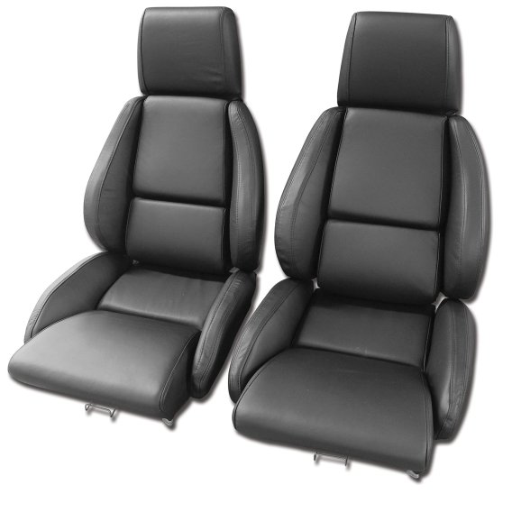 468820 Mounted Leather-Like Vinyl Seat Covers Black Standard No-Perforations For 84-88 Corvette