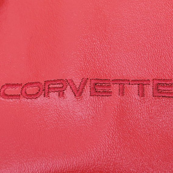 44212E Embroidered Custom 100% Leather Standard Seat Covers Black & Red For 86-88 Corvette