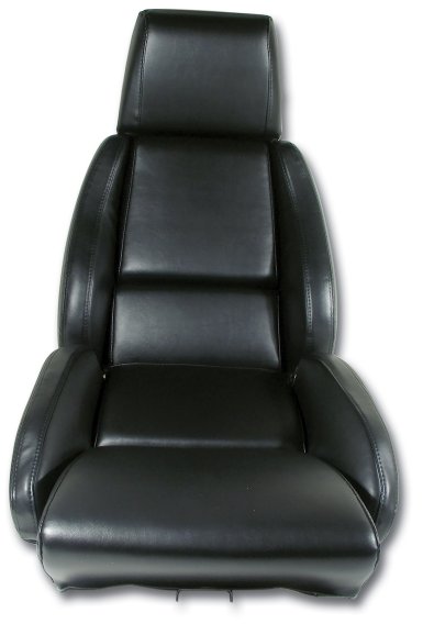 468420 OE Style 100% Leather Standard Seat Covers W/O Perforated Inserts Black For 84-88 Corvette