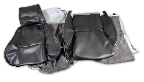 468469E OE Style Embroidered Standard Leather Seat Covers W/Non-Perf Inserts Gray For 84-87 Corve...