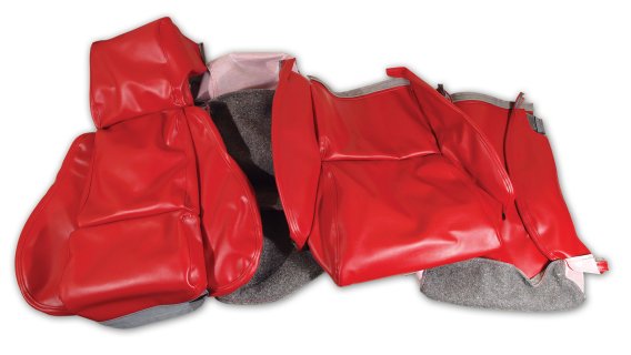 468475 OE Style 100% Leather Standard Seat Covers W/O Perforated Inserts Red For 86-88 Corvette