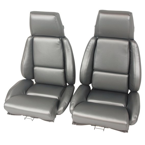 468969 OE Style Leather-Like Sport Seat Covers W/O Perforated Inserts Gray For 84-87 Corvette