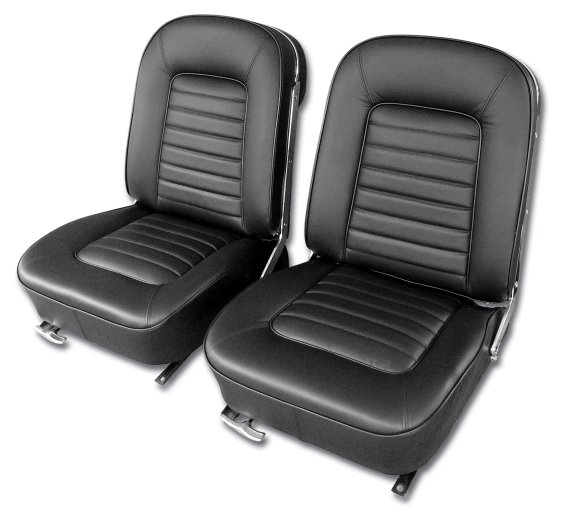 Driver Leather Seat Covers- Black For 1966 Corvette