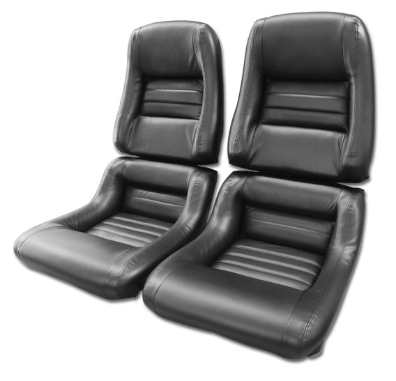 485120 Mounted Driver Leather Seat Covers Black 100%-Leather 4"Bolster For 79-82 Corvette