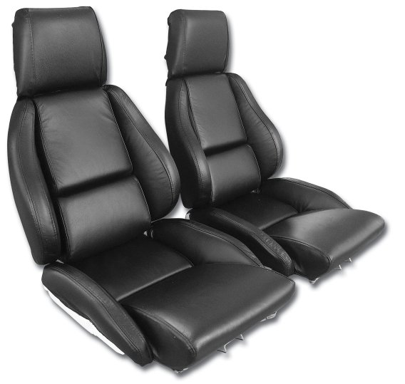 1984-1988 C4 Corvette Mounted Driver Leather Seat Covers Black Standard Not Perfed