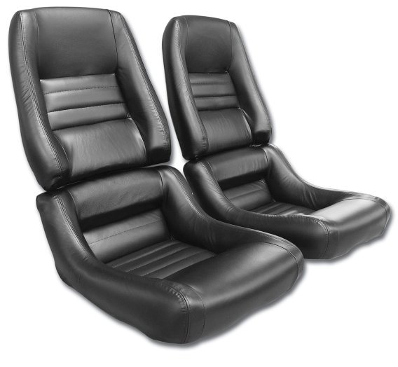 Driver Leather Seat Covers Black 100%-Leather 2" Bolster For 79-82 Corvette