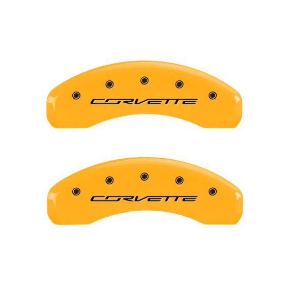 2014-2019 C7 Corvette Yellow Powder Coat Caliper Covers with Corvette Logo