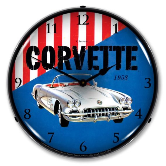 LED Clock- Silver For 1958 Corvette