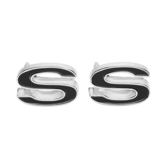 1969-1972 Camaro Front Fender Emblem, "SS", Black, Sold as a Pair