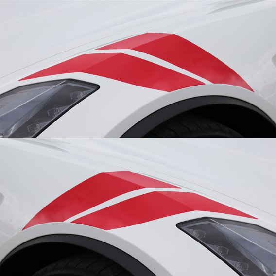 2014-2019 C7 Corvette Grand Sport Style Fender Accent Stripes - Gloss Red - Left & Right Side