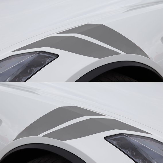 2014-2019 C7 Corvette Grand Sport Style Fender Accent Stripes - Matte Gray - Left & Right Side