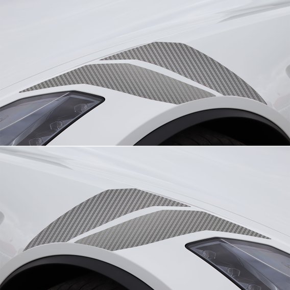 2014-2019 C7 Corvette GS Style Fender Accent Stripes - Slver Carbon Fiber Textured - Left & Right...