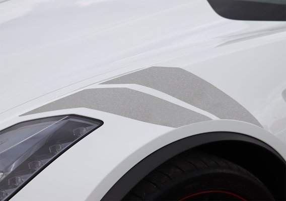 2014-2019 C7 Corvette GS Style Fender Accent Stripes - Matte Metallic Pearl Gray - Driver Side On...