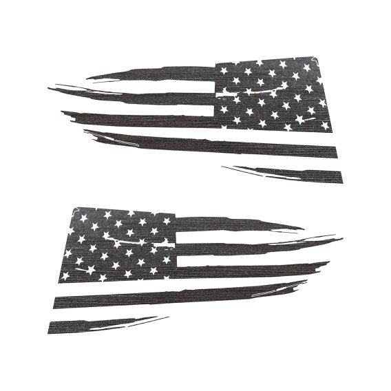 2014-2019 C7 Corvette Quarter Window Flag Decal - Gunmetal Brushed Steel - Distressed USA Flag