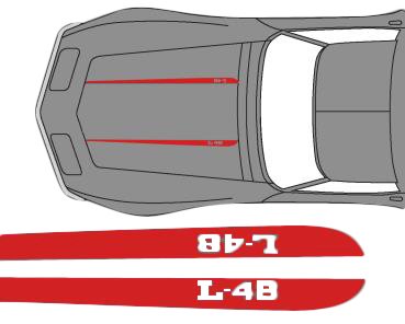 1968-1982 C3 Corvette Hood Stripe Decals - Pair L-48 Gloss Orange