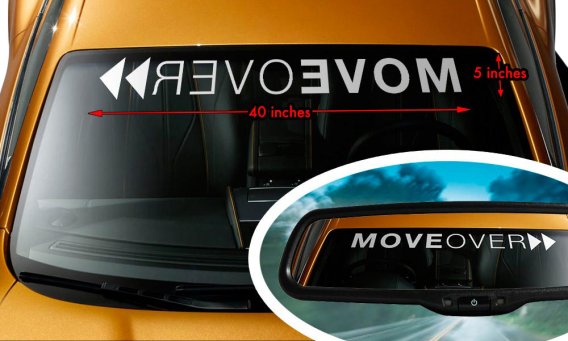 1953-2025 Corvette MOVE OVER Script Windshield Banner Decal - 35 Inch Gray Gloss Carbon Fiber