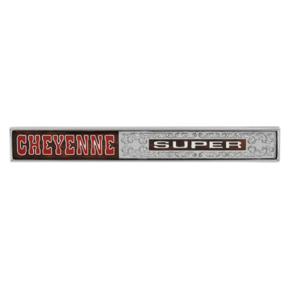 1972 Chevrolet GMC Truck Glove Box Door Emblem, "Cheyenne Super", Sold as Each