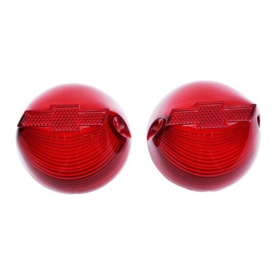 1956 Full-Size Chevrolet Red Tail Light Lens with Bowtie, Sold as a Pair