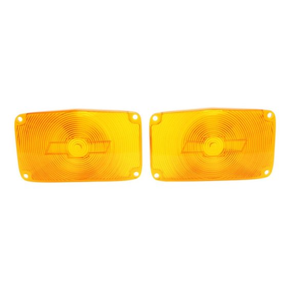 1956 Full-Size Chevrolet Amber Parking Light Lens with Bowtie, Sold as a Pair