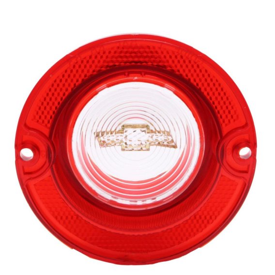 1963 Full-Size Chevrolet Red Back Up Light Lens with Clear Bowtie, Sold as Each