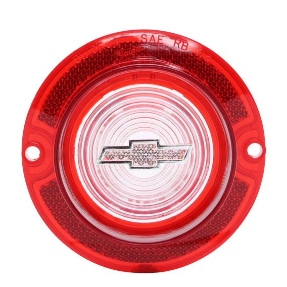 1963 Full-Size Chevrolet Red Back Up Light Lens with Clear Bowtie, Sold as Each