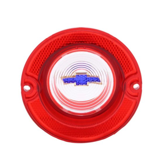 1963 Full-Size Chevrolet Red Back Up Light Lens with Blue Bowtie, Sold as Each