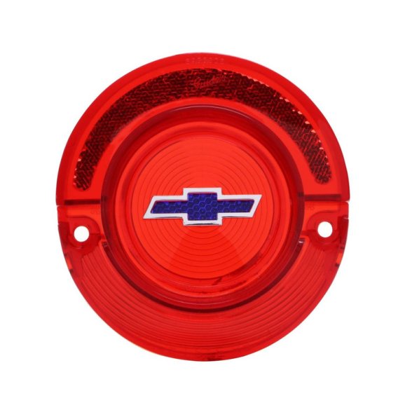 1964 Full-Size Chevrolet Red Tail Light Lens with Blue Bowtie, Sold as Each