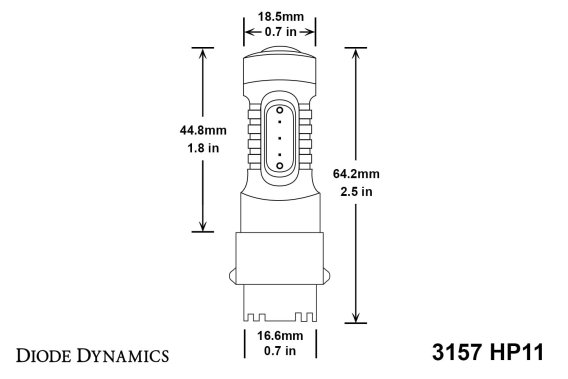 3157 LED Bulb HP11 LED Red Single Diode Dynamics DD0051S