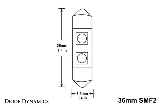 36mm SMF2 LED Bulb Warm White Single Diode Dynamics DD0079S