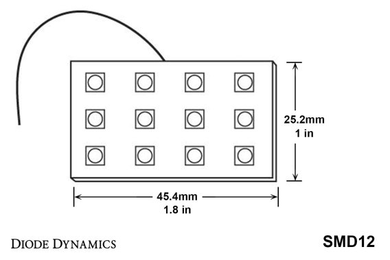 LED Board SMD12 Red Single Diode Dynamics DD0149S