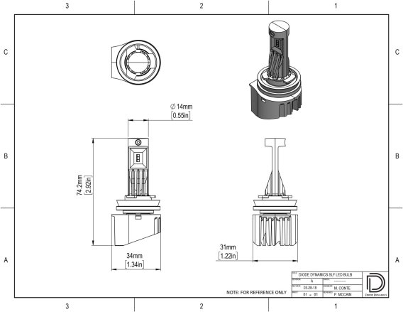 H11 SLF LED Cool White pr Diode Dynamics DD0286P