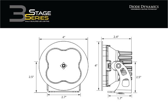 Worklight SS3 Pro Yellow Driving Round Single Diode Dynamics DD6148S