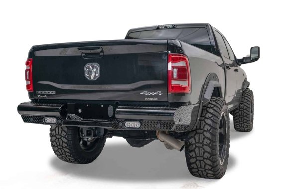 Fab Fours DR19-T4450-1 Black Steel Rear Bumper For 19-20 2500 3500