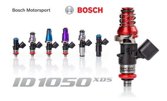 Injector Dynamics - 1050cc Injectors 60mm Length 14mm Grey Adaptor Top - Blue Bottom Adap (Set of...